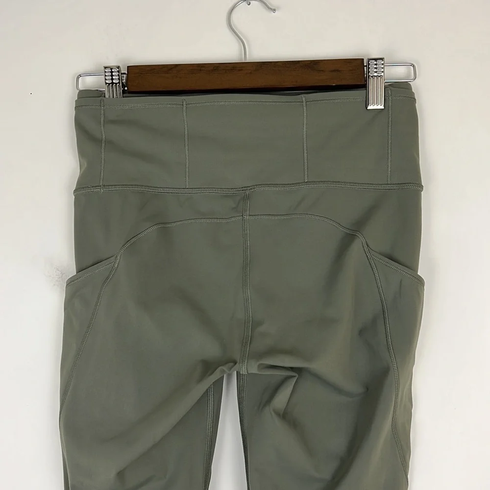 LULULEMON Fast & Free Crop II Nulux 19” Dark Olive 6 - Picture 4 of 13